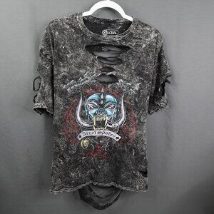 Motorhead Mens Destroyed T Shirt Large Edgy Indie Rock Grunge Ace of Spades